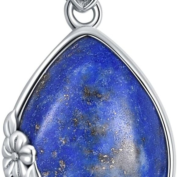 Lapis Lazuli Silver Necklace 18+2in Boho Gift for Women December Birthstone